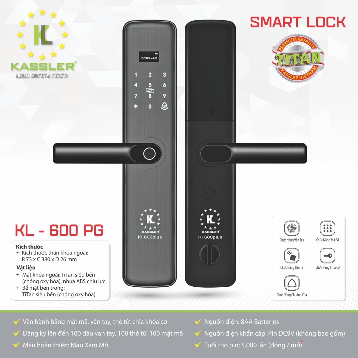 Khóa vân tay KL - 600PG